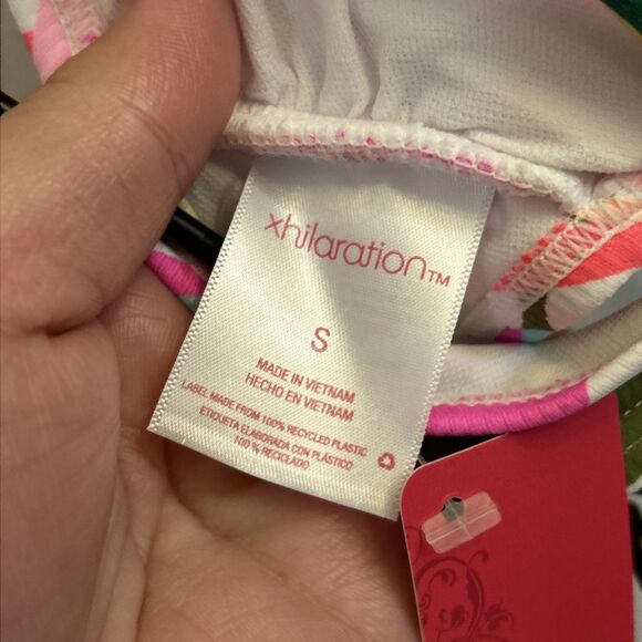 NWT Xhilaration Ribbed Bralette Bikini Top Small 0-2 Tropical Print Swimwear - Picture 3 of 16